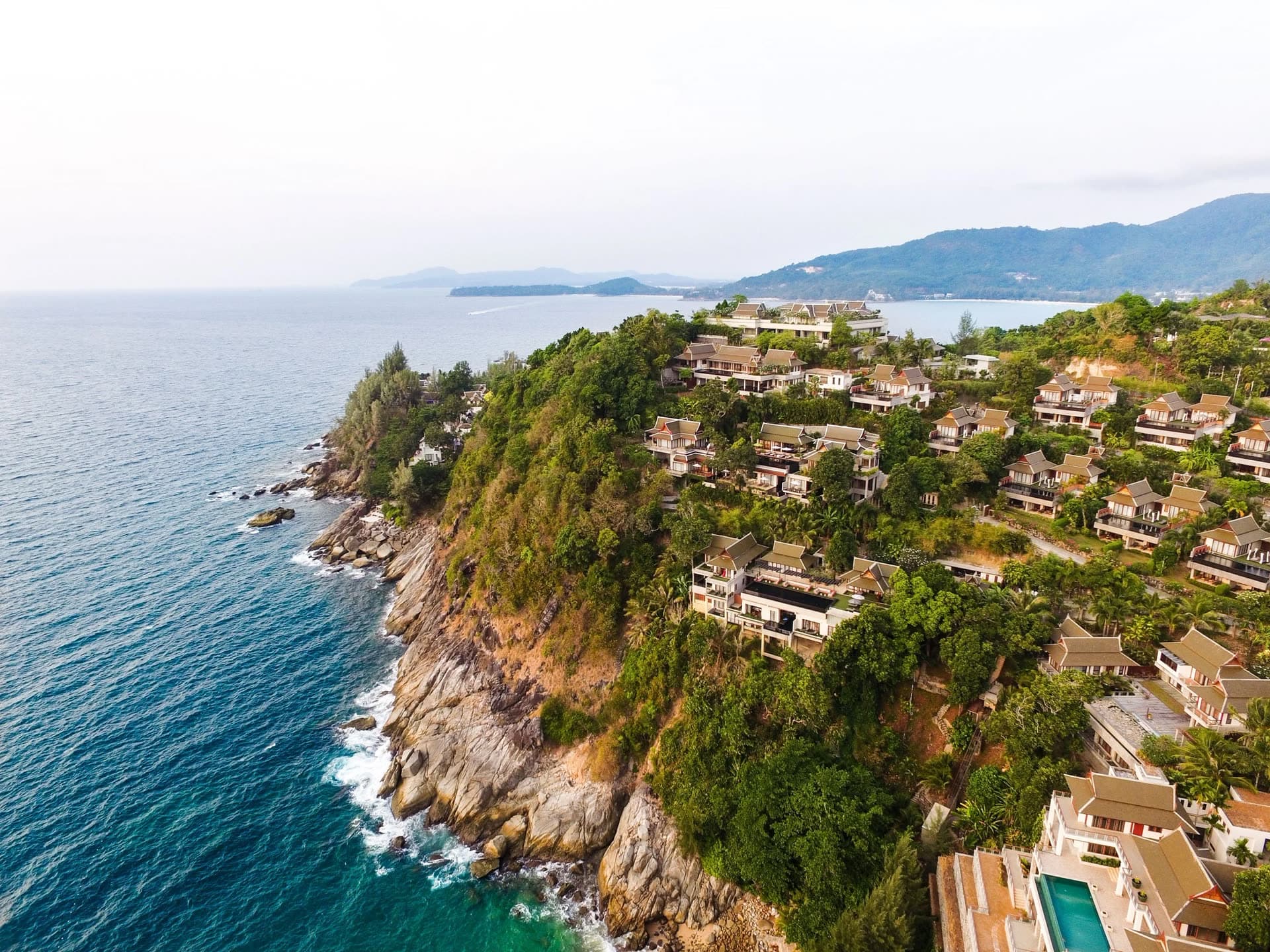 Aerial view of Ayara Kamala Resort & Spa on the Kamala hillside, Phuket